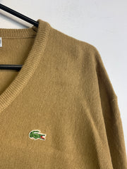 Khaki Lacoste V-neck Jumper Men's XL