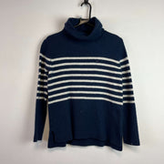 Navy and White Striped Tommy Hilfiger Jumper Women's Small