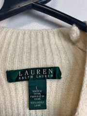 Beige Ralph Lauren Crew-neck Jumper Women's Large