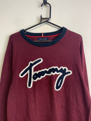 Burgundy Tommy Hilfiger Logo Sweater Men's Large