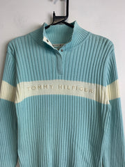 Light Blue Tommy Hilfiger Button-up Jumper Women's Medium