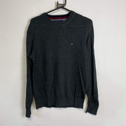 Grey Tommy Hilfiger Knit Jumper Sweater Mens Small