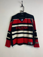 Multi-colour Balmain Striped V-neck Sweater Men's Medium