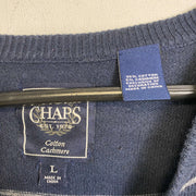 Navy Chaps Ralph Lauren Striped Knit Jumper Sweater Mens Large