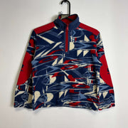 Vintage 90s Lotto Crazy Print Fleece Womens Large Blue Ski XS