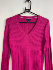 Pink-Purple Tommy Hilfiger V-neck Jumper Women's Medium