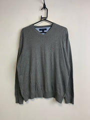 Grey Tommy Hilfiger V-neck Sweatshirt Men's Medium