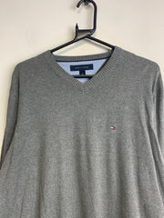 Grey Tommy Hilfiger V-neck Sweatshirt Men's Medium