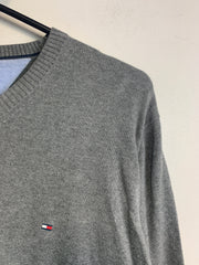 Grey Tommy Hilfiger V-neck Sweatshirt Men's Medium