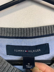 Grey Tommy Hilfiger V-neck Sweatshirt Men's Medium