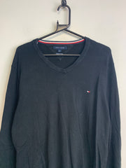 Navy Tommy Hilfiger V-neck Sweatshirt Men's Large