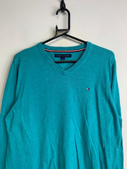 Petrol Green Tommy Hilfiger V-neck Sweatshirt Men's Medium