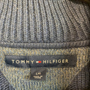 Navy and Grey Tommy Hilfiger Knitwear Sweater Men's Large