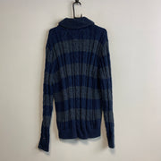 Navy and Grey Tommy Hilfiger Knitwear Sweater Men's Large