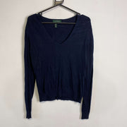 Navy Lauren Ralph Lauren Knit Jumper Sweater Womens Large