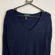 Navy Lauren Ralph Lauren Knit Jumper Sweater Womens Large