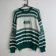 Green and White Gant Knitwear Sweater Men's Medium