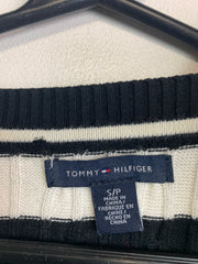 Black-white Tommy Hilfiger V-neck Sweatshirt Women's Small