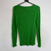 Green Tommy Hilfiger Knit V-Neck Jumper Sweater Womens Large