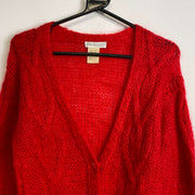 Red Nordstrom Mohair Cardigan Knit Jumper Sweater Womens Small