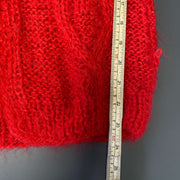 Red Nordstrom Mohair Cardigan Knit Jumper Sweater Womens Small