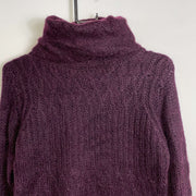 Purple Mohair Turtleneck Knit Jumper Sweater Womens XS