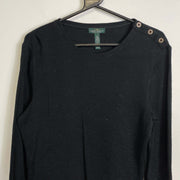 Black Lauren Ralph Lauren Jeans Knit Jumper Sweater Womens XL