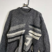 Vintage Grey Mohair Knit Jumper Sweater Small