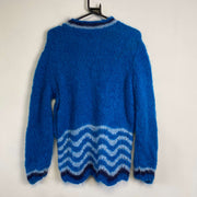 Vintage Blue Mohair Striped Knit Jumper Sweater Medium