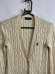 Cream White Polo Ralph Lauren Cable Knit Cardigan Women's XS