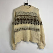 Beige Mohair Knit Winter Jumper Sweater Womens Small