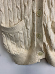 Cream White Polo Ralph Lauren Cable Knit Cardigan Women's XS