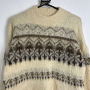 Beige Mohair Knit Winter Jumper Sweater Womens Small