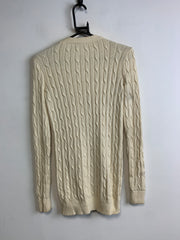 Cream White Polo Ralph Lauren Cable Knit Cardigan Women's XS