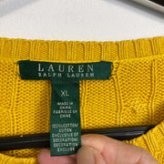 Yellow Lauren Ralph Lauren Knit Jumper Sweater Womens XL