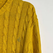 Yellow Lauren Ralph Lauren Knit Jumper Sweater Womens XL