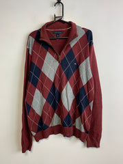 Red Navy Grey Tommy Hilfiger Sweater Men's Large