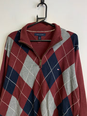 Red Navy Grey Tommy Hilfiger Sweater Men's Large