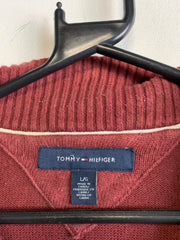 Red Navy Grey Tommy Hilfiger Sweater Men's Large