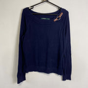 Navy Lauren Ralph Lauren Knit Jumper Sweater Womens XL Buckle