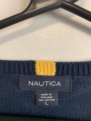 Navy and Grey Nautica Sweater Men's Large