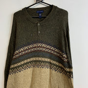 Green and Beige Knitwear Sweater Women's XXL