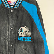 Vintage Black Blue NFL Panthers Varsity Football Jacket