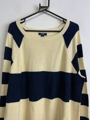 Cream and Navy Chaps Knitwear Sweater Men's XXXL