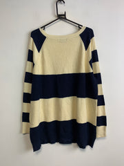 Cream and Navy Chaps Knitwear Sweater Men's XXXL