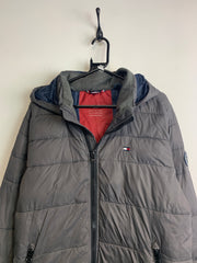 Grey Tommy Hilfiger Puffer Jacket Men's Large