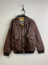 Vintage Brown Leather Bomber Jacket Men's XXL