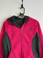 Black and Pink North Face Fleece Reversible Jacket Girl's XL