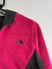 Black and Pink North Face Fleece Reversible Jacket Girl's XL