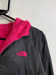 Black and Pink North Face Fleece Reversible Jacket Girl's XL